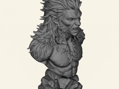 Aggressive Wolverine Creature Bust 3D Print Model