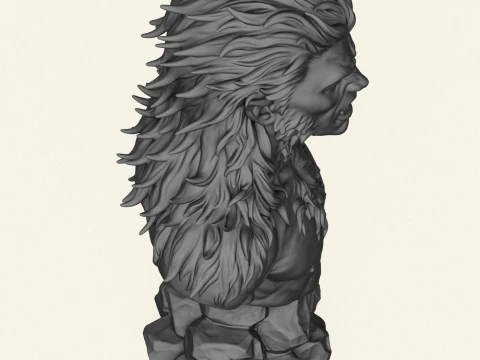 Aggressive Wolverine Creature Bust 3D Print Model