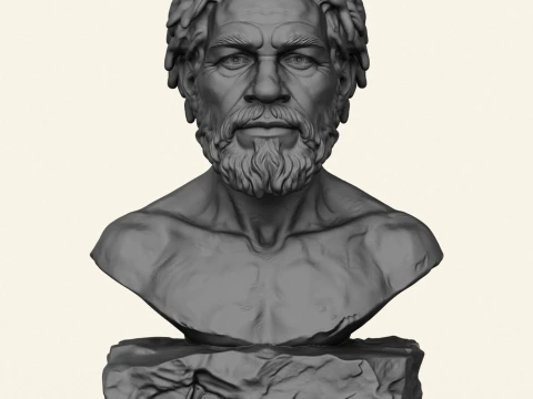Prehistoric Caveman Bust Sculpture 3D Print Model