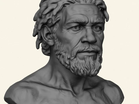 Prehistoric Caveman Bust Sculpture 3D Print Model
