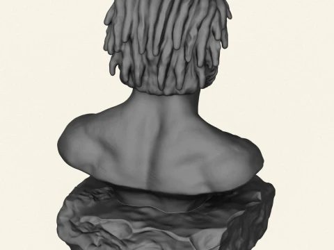 Prehistoric Caveman Bust Sculpture 3D Print Model