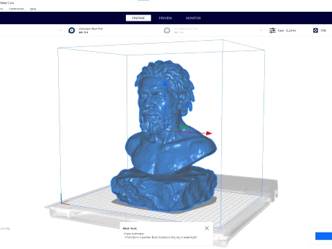 Prehistoric Caveman Bust Sculpture 3D Print Model