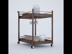Wooden serving trolley 3D 模型
