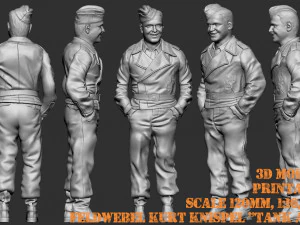 Feldwebel Kurt Knispel tankcommandant wehrmacht 3D-afdrukbare figuur op verschillende schaal 3D printmodel
