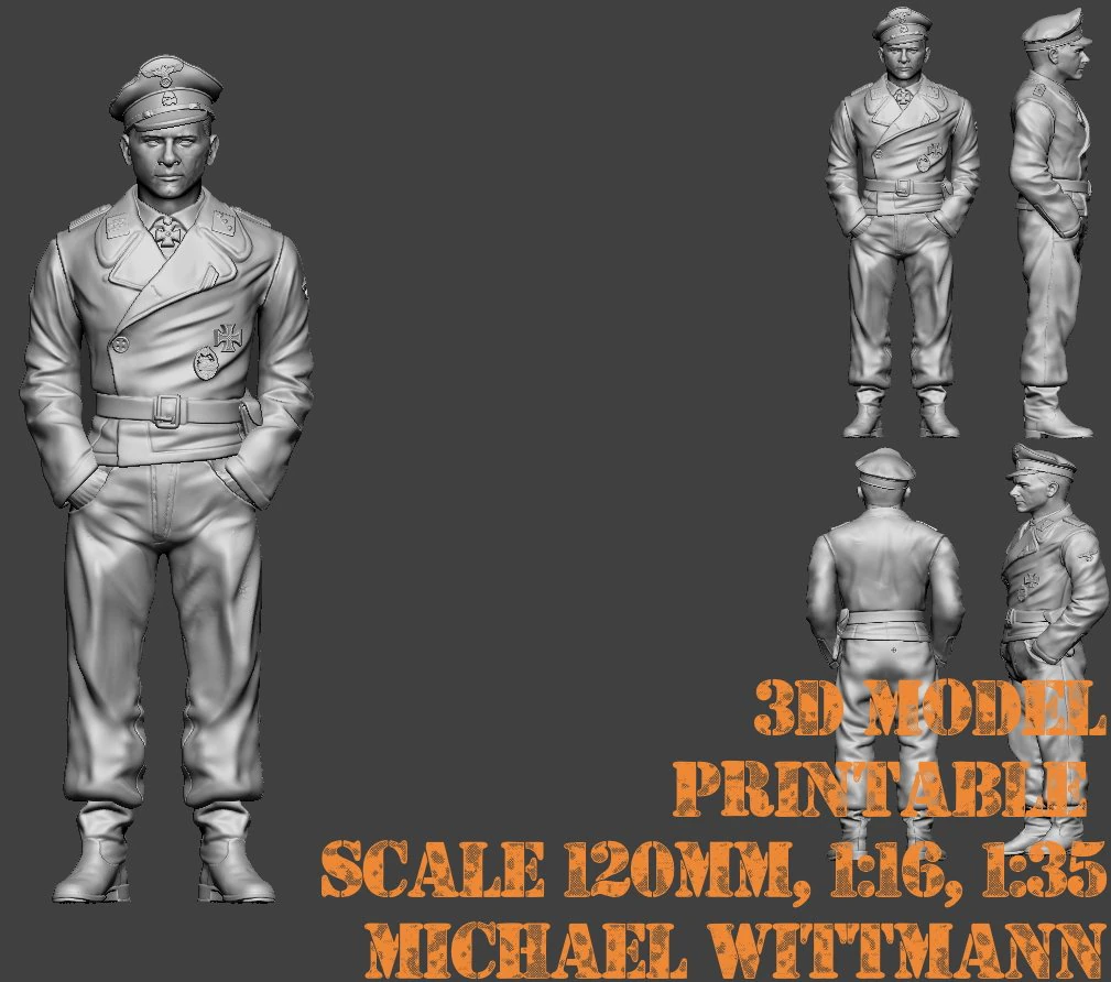 Michael wittmann waffenss 3d printable figure different scale 3D Print Model .c4d .max .obj .3ds .fbx .stl .blend 