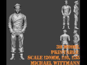 Michael Wittmann Waffenss Figure imprimable en 3D &agrave; diff&eacute;rentes &eacute;chelles Modèles 3D en vedette