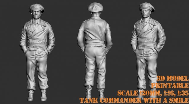 Tankcommander wehrmacht 3d printable figure different scale version 2 3D 打印模型 .c4d .max .obj .3ds .fbx .stl .blend 