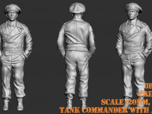 Tankcommandant Wehrmacht 3D-afdrukbare figuur verschillende schaalversie 2 3D printmodel