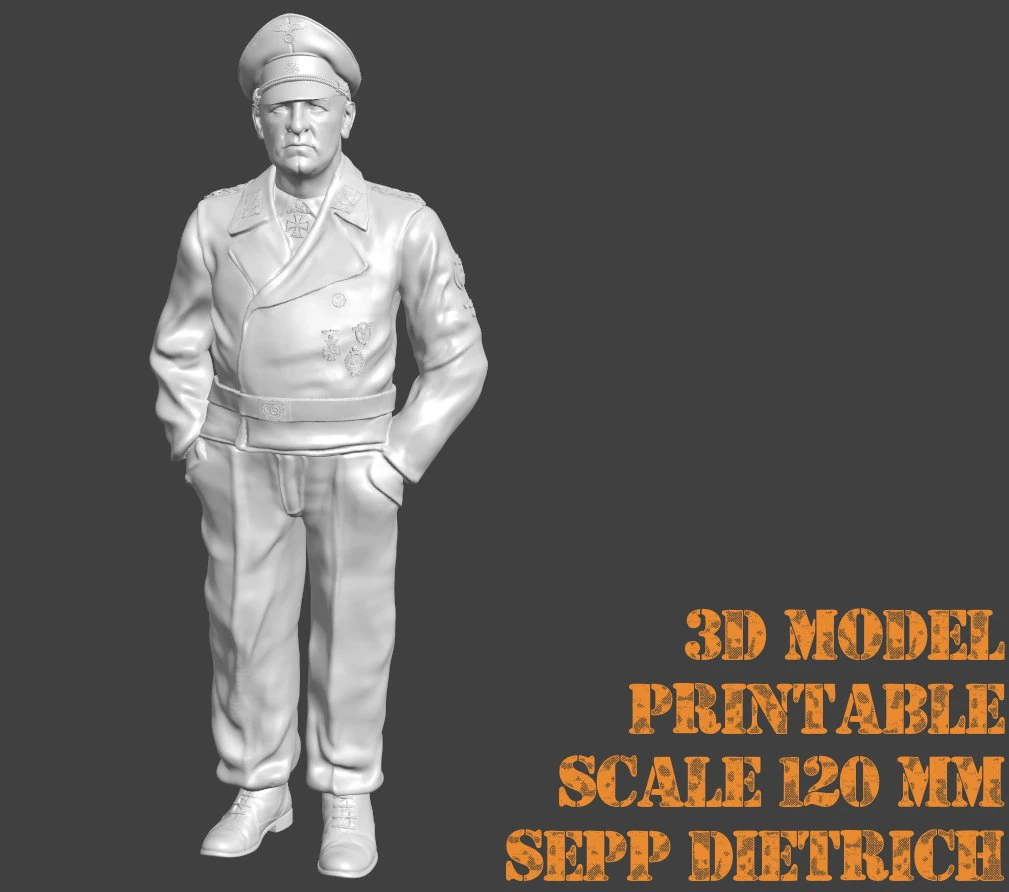 Sepp dietrich 3d printable figure scale 120mm 3D Print Model .c4d .max .obj .3ds .fbx .stl .blend
