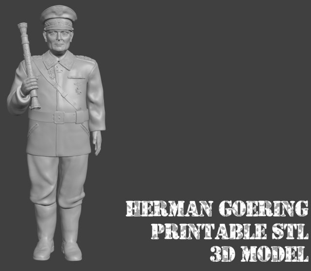 Reichsfeldmarschall Hermann Goering with Jacket 3D Printable STL File 3D Print Model .c4d .max .obj .3ds .fbx .stl .blend 