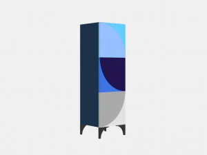 revol column 3 doors desk table 3D Model