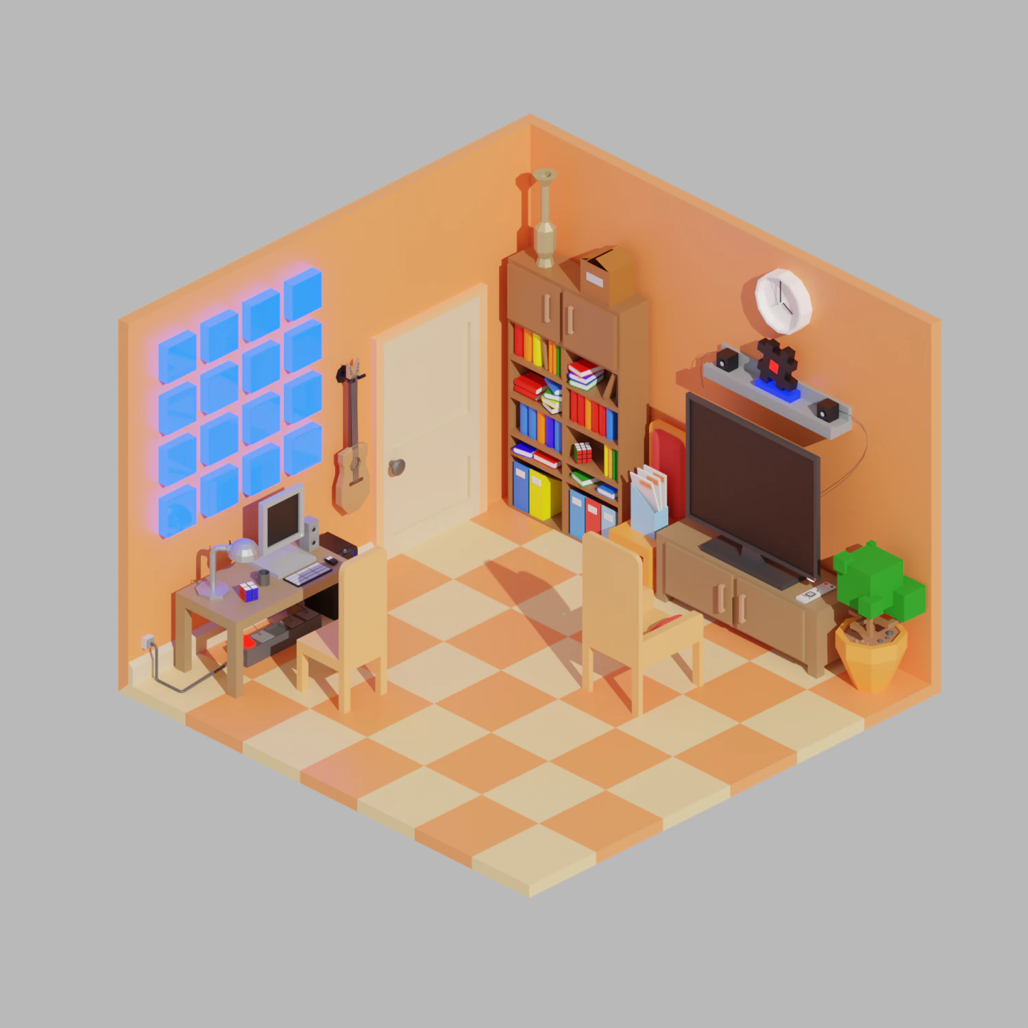 recreation room interior 3D Model .c4d .max .obj .3ds .fbx .stl .blend
