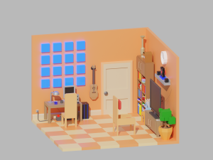 recreation room interior 3D 모델