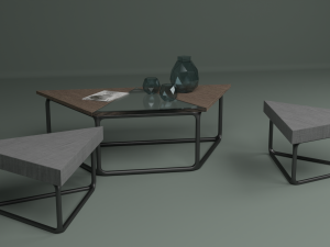 the set includes a table and chair 3D 模型