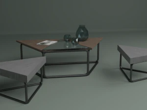 the set includes a table and chair 3D Model