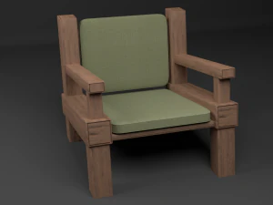 带软枕头的扶手椅 3D 模型