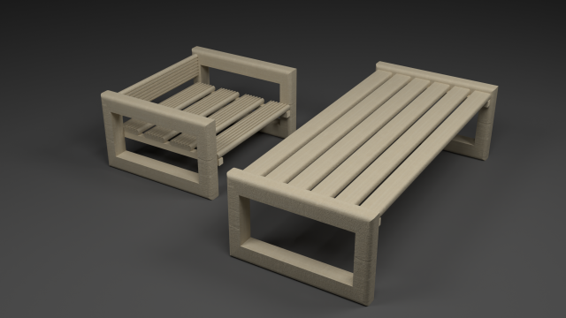 Table and table for the garden 3D 모델 .c4d .max .obj .3ds .fbx .stl .blend 