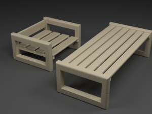 Table and table for the garden 3D-Modell