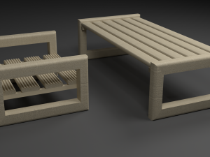 Table and table for the garden 3D 모델