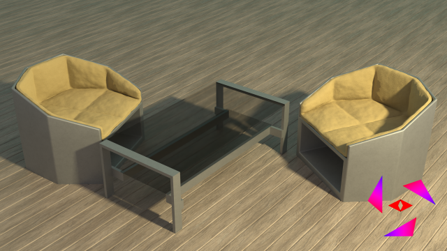 Set of armchair and coffee table Free 3D Model .c4d .max .obj .3ds .fbx .stl .blend 