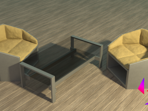 Set of armchair and coffee table Free Modelo 3D