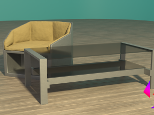 Set of armchair and coffee table Free 3D Model
