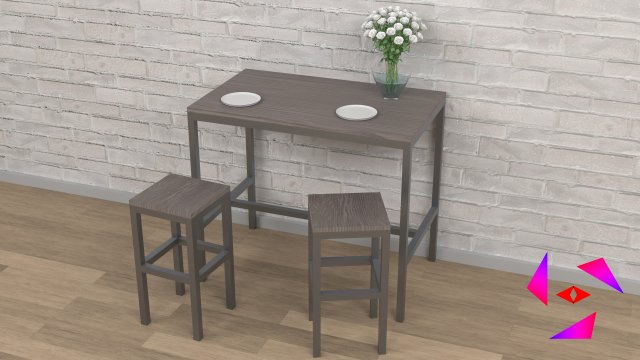 Kitchen table and chair Low-poly 3D 模型 .c4d .max .obj .3ds .fbx .stl .blend