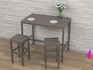 厨房桌椅低聚 3D 模型