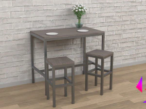 Kitchen table and chair Low-poly 3D Model