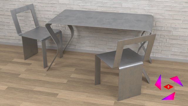 Metal table for the kitchen 3D 모델 .c4d .max .obj .3ds .fbx .stl .blend 