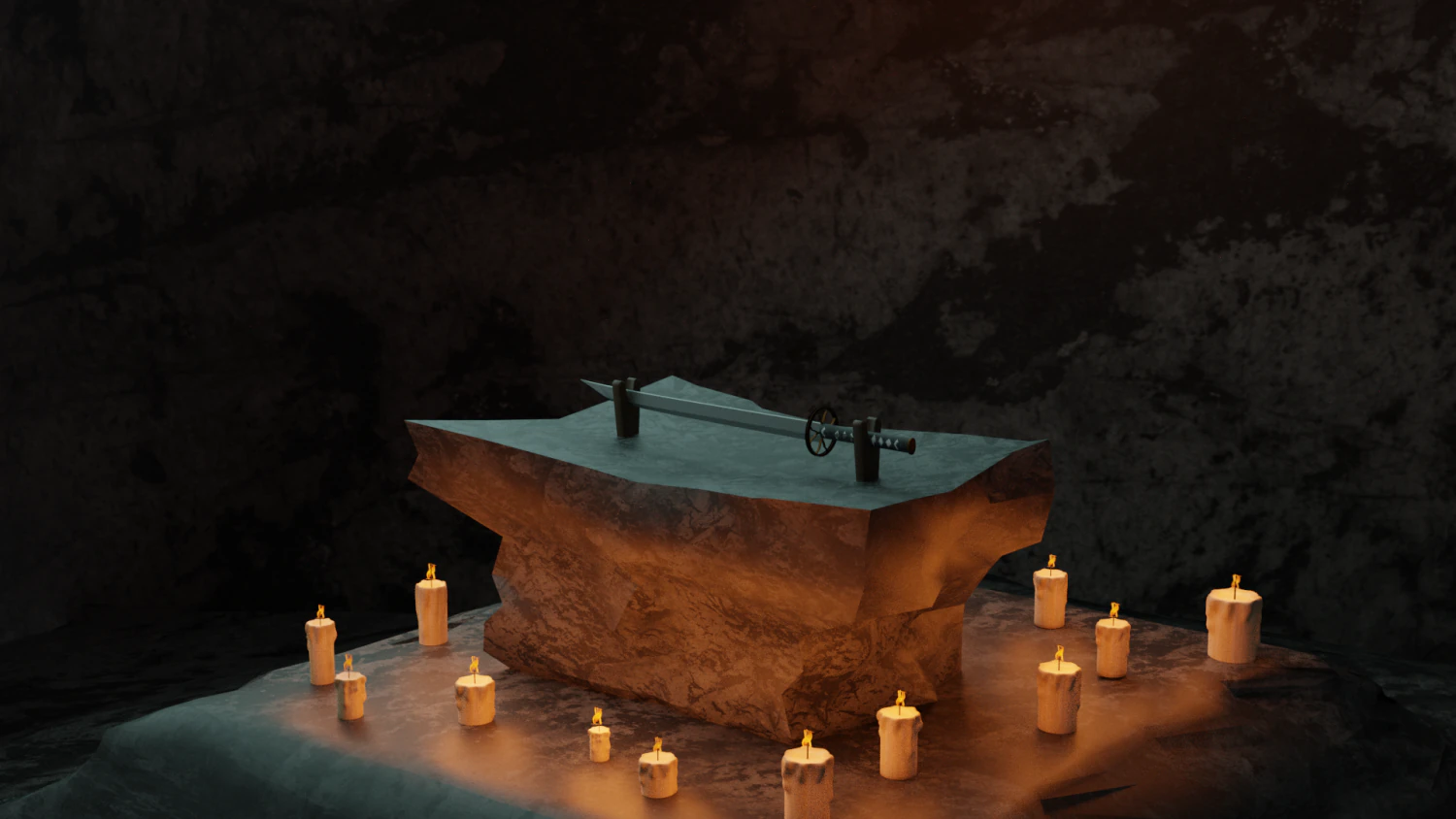 Sword in the cave 3D Model .c4d .max .obj .3ds .fbx .stl .blend 