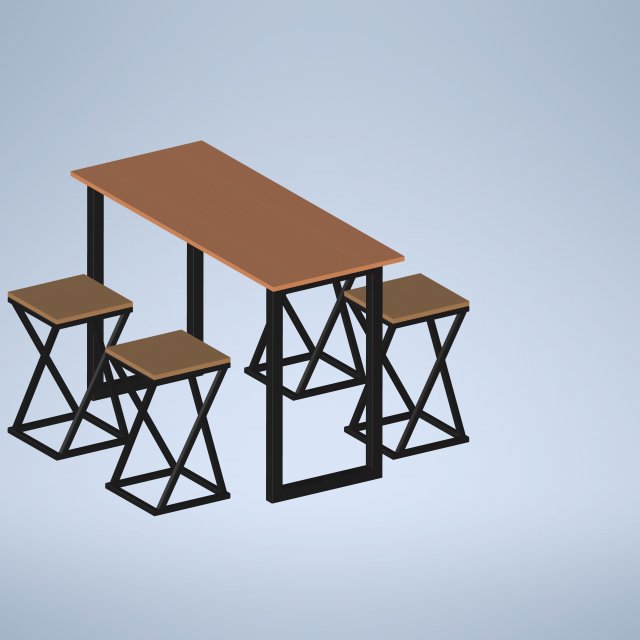 kitchen table and chairs in loft style Model 3D .c4d .max .obj .3ds .fbx .stl .blend 