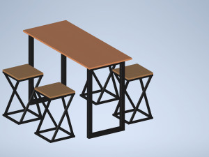kitchen table and chairs in loft style 3D Model