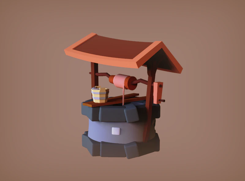Low Poly Well 3D Model .c4d .max .obj .3ds .fbx .stl .blend