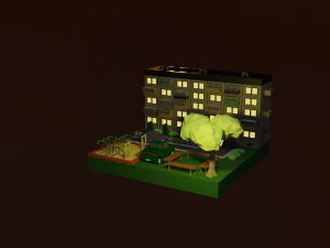 Post Soviet high-rise building 3D Model