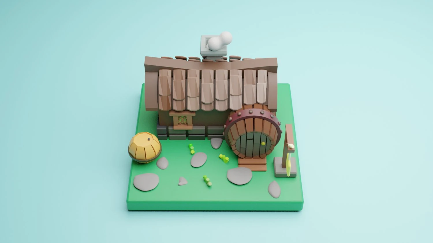 3d lowpoly house 3D Model .c4d .max .obj .3ds .fbx .stl .blend 