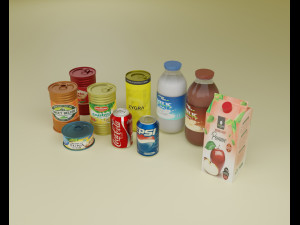 canned foods and drinks Model 3D