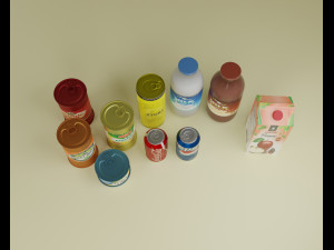 canned foods and drinks Model 3D