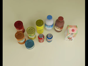canned foods and drinks 3D Model