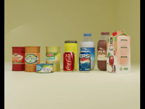 canned foods and drinks 3D Model
