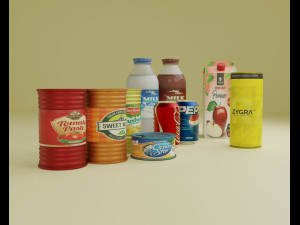 canned foods and drinks Model 3D