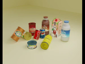 canned foods and drinks 3D Model