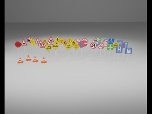 3d traffic signs and cones 3D Model