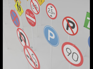 3d traffic signs and cones 3D मॉडल