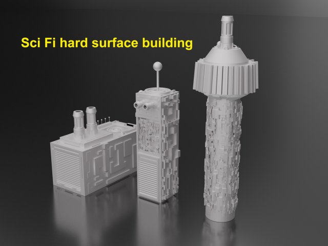 sci fi hard surface building 3D Model .c4d .max .obj .3ds .fbx .stl .blend 