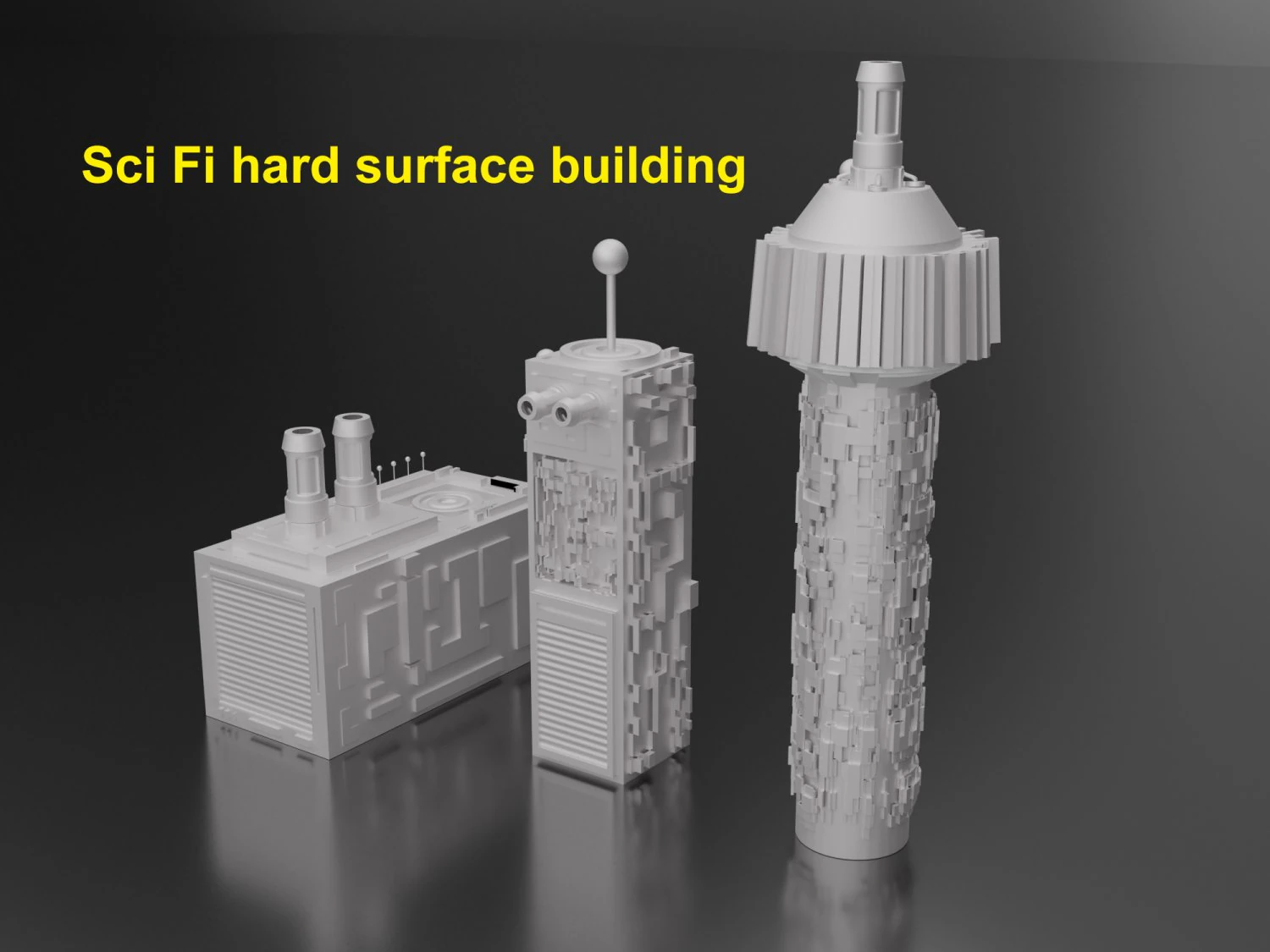 sci fi hard surface building 3D Model .c4d .max .obj .3ds .fbx .stl .blend