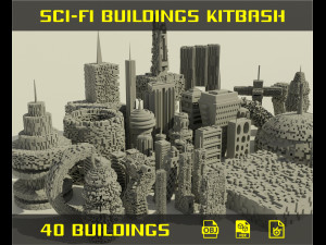sci-fi buildings kitbash 3Dモデル
