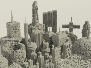 sci-fi buildings kitbash 3D Modell