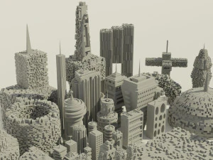 sci-fi buildings kitbash 3D Model