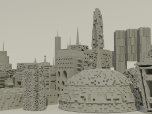 sci-fi buildings kitbash 3D Modell